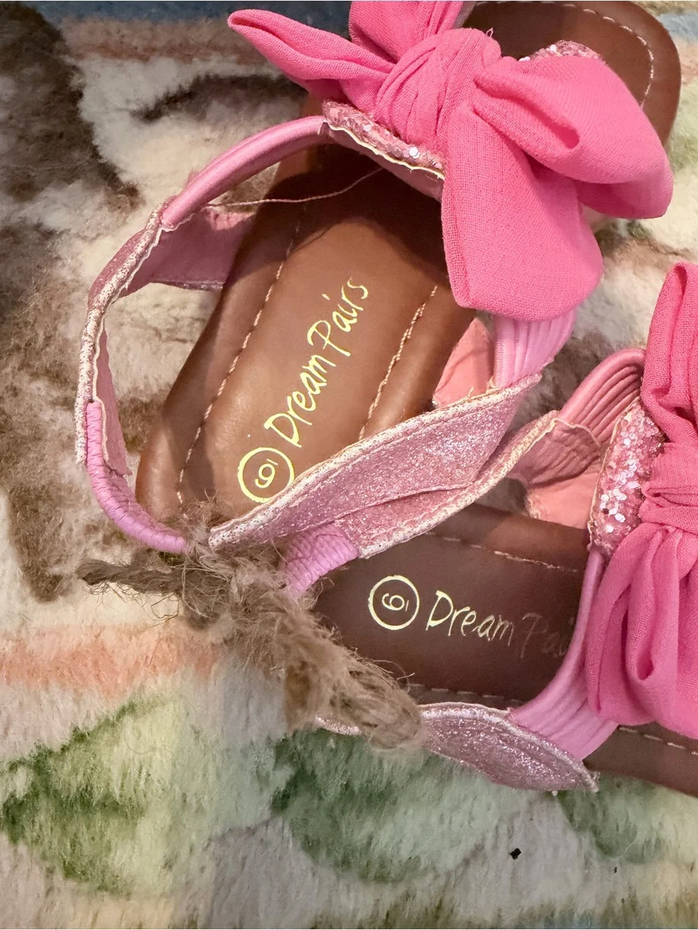 Dream Pairs Toddler Girls Glitter Pink Bow Sandals Size 6